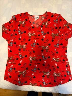 Scrubstar scrub Top with Moose & Beaver Print